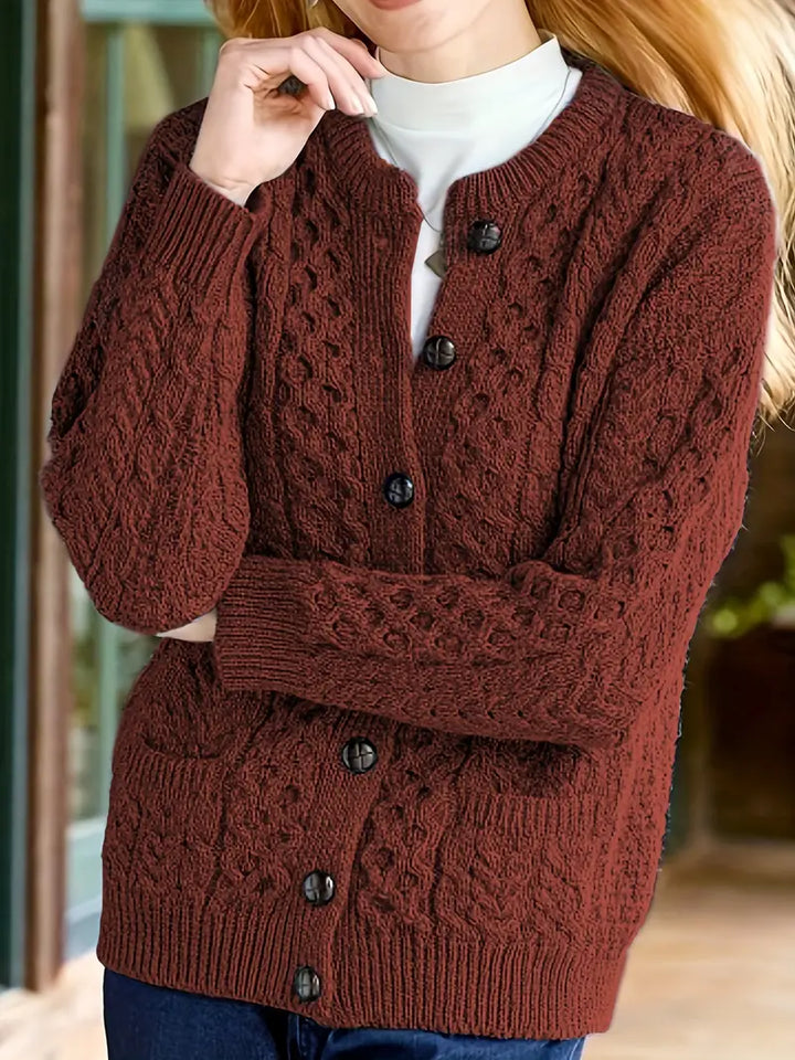 Avery - Cardigan Cu Nasturi și Tricotaj Cu Cabluri