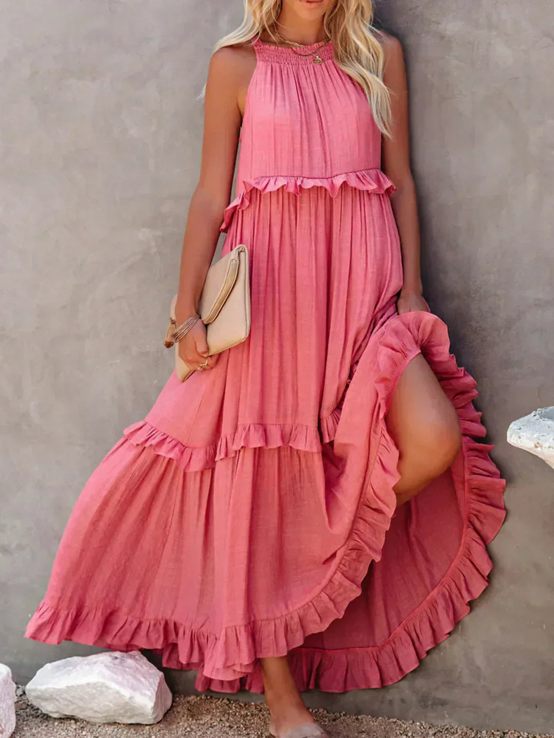 Hayley - Rochie Elegantă Fără Mâneci Cu Volane