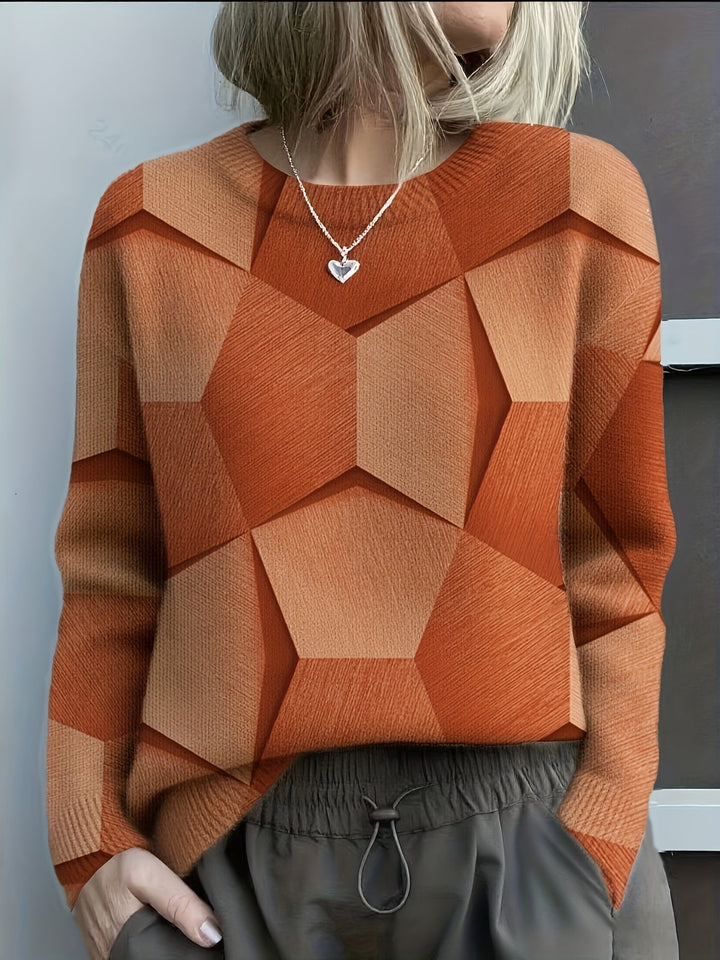 Bravina - Pulover Tricotat Cu Imprimeu Geometric 3D