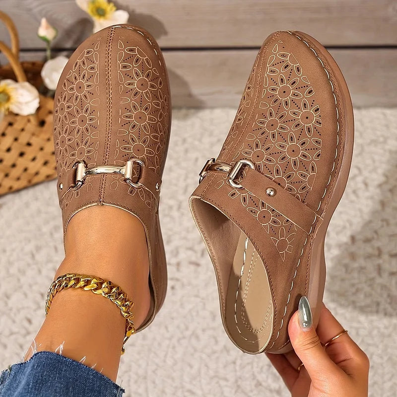 Hailen - Mule Casual Cu Imprimeu Florale Fără Sireturi