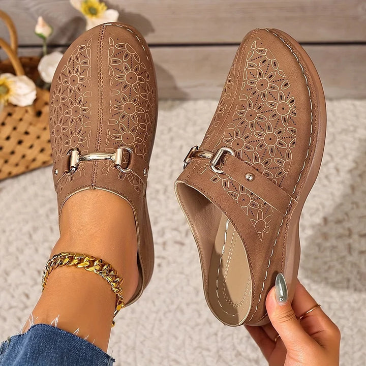 Hailen - Mule Casual Cu Imprimeu Florale Fără Sireturi