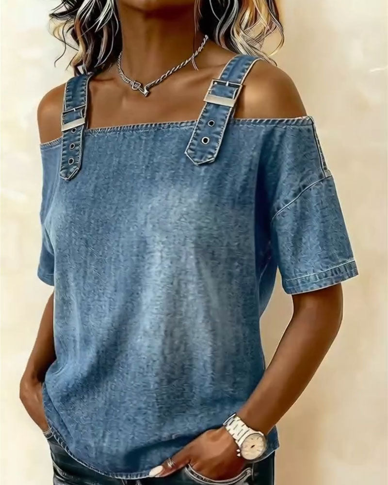 Yamara - Cămașă din Denim Fără Mâneci