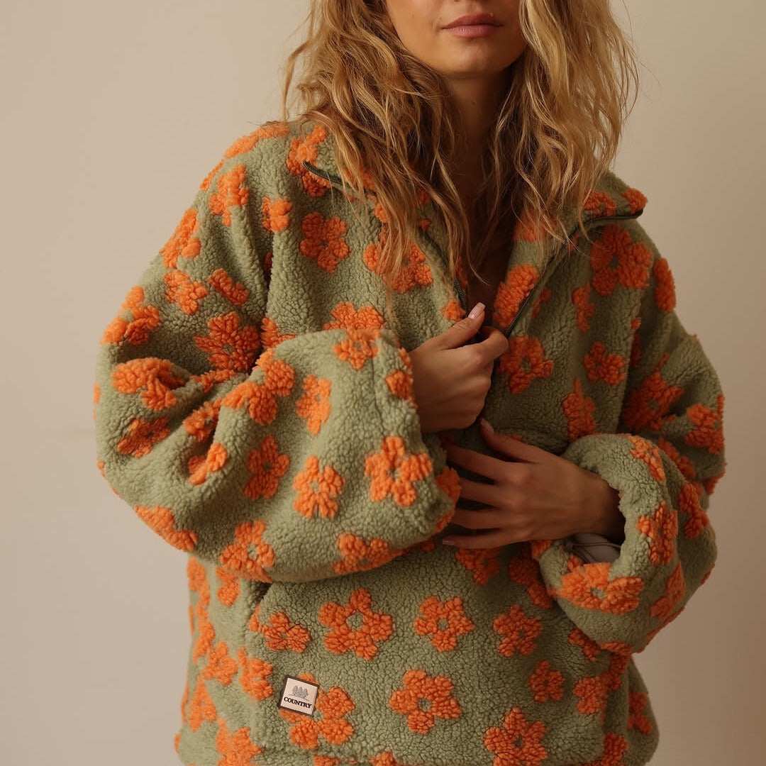 Yzella - Pulover din Fleece cu Imprimeu Floral