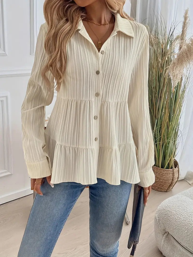 Majlinda - Cămașă Elegantă Cu Mâneci Lungi și Nasturi