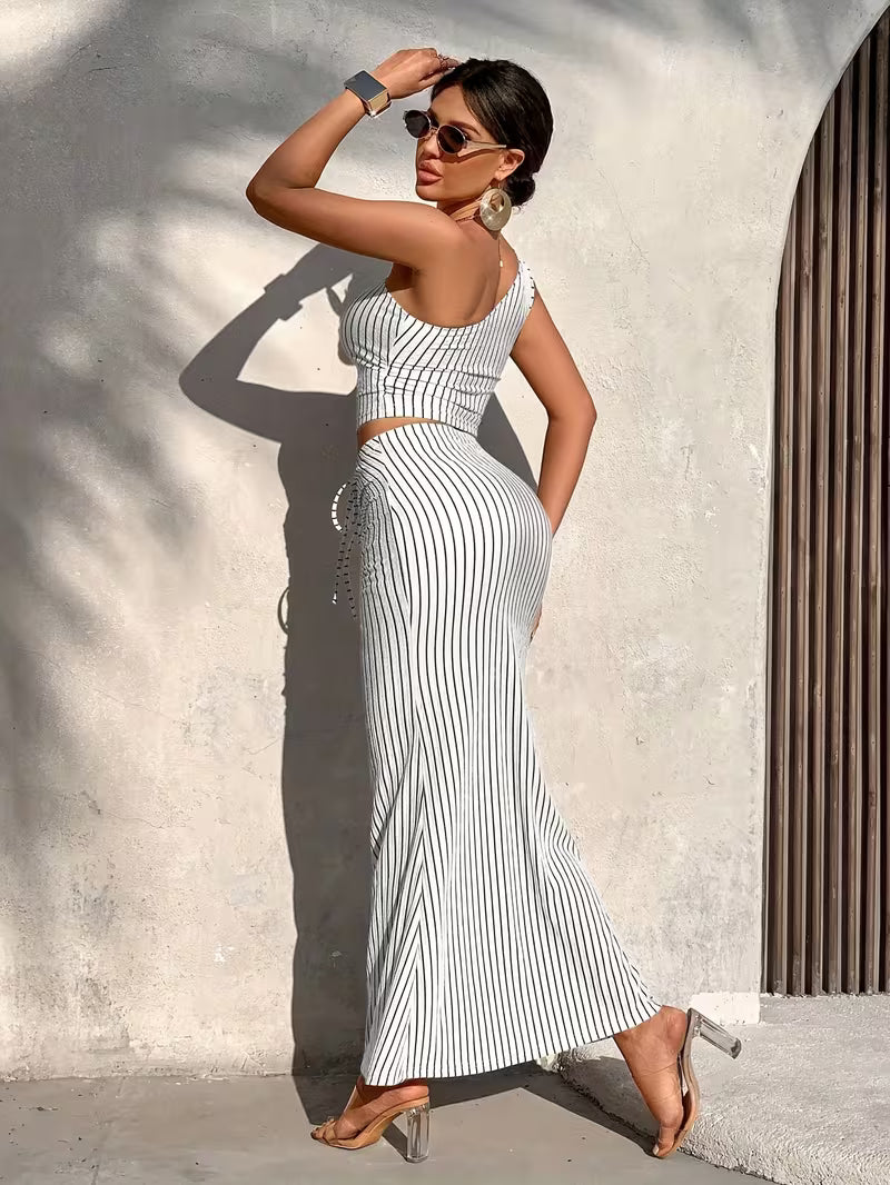 Shaiyla - Set Elegant Din Două Piese, Cu Dungi