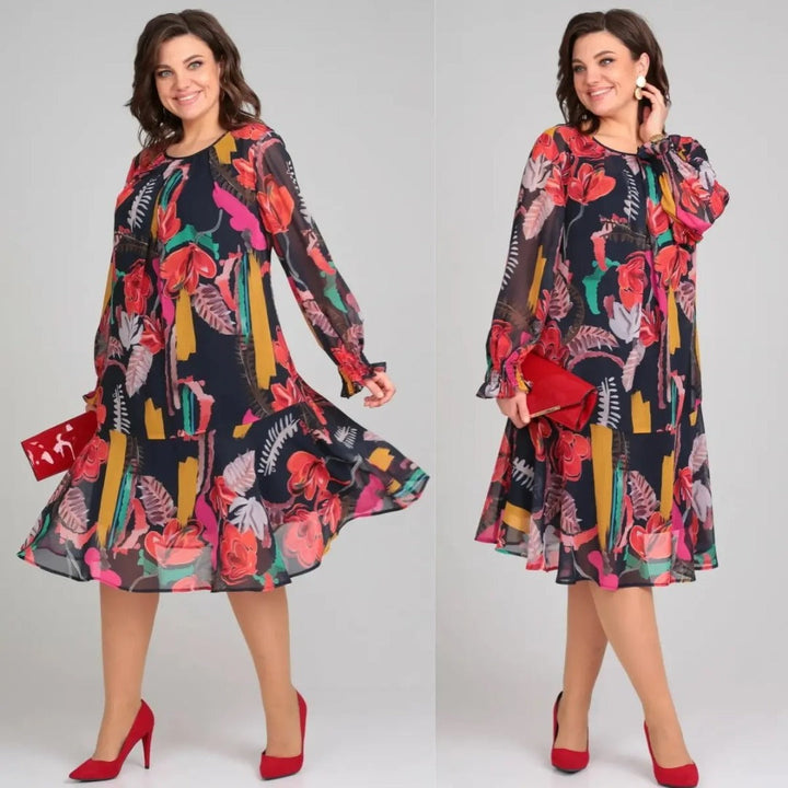 Vinoshika - Rochie Elegantă cu Imprimeu Floral