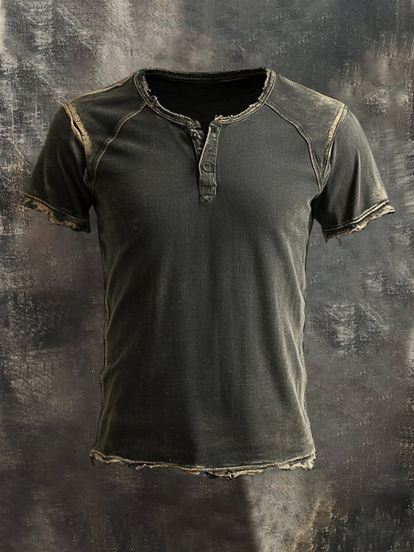 Tricou Cu Mâneci Scurte Pentru Bărbați în Stil Vintage Spălat și Uzat