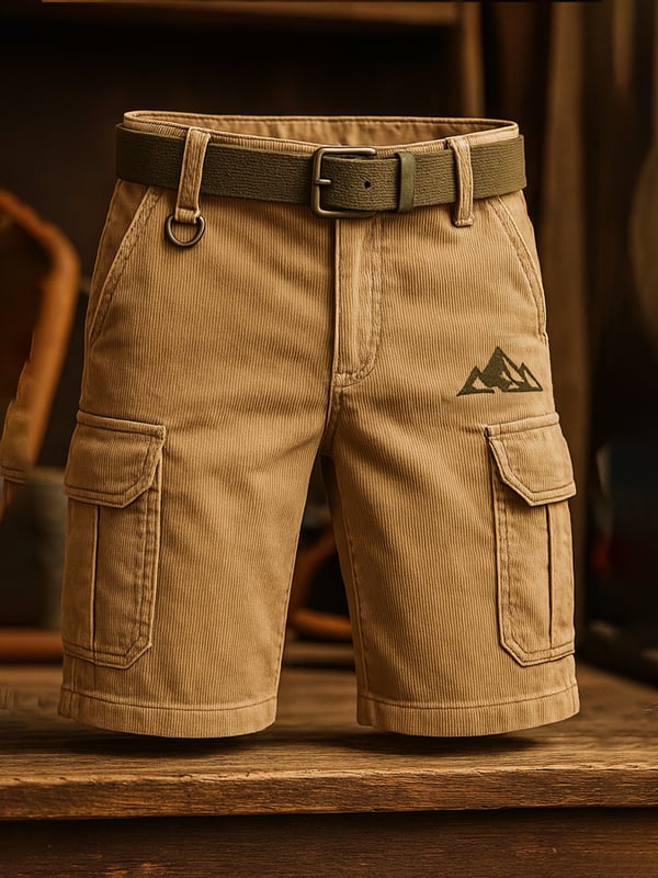 Pantaloni Scurți Multifuncționali Din Velur Clasic Retro Pentru Bărbați