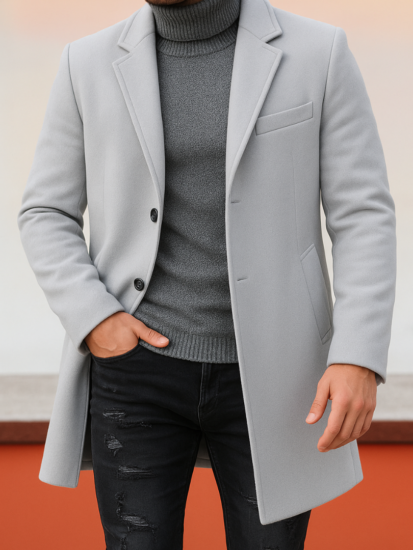 Bauman - Palton Elegant Lung cu Nasturi