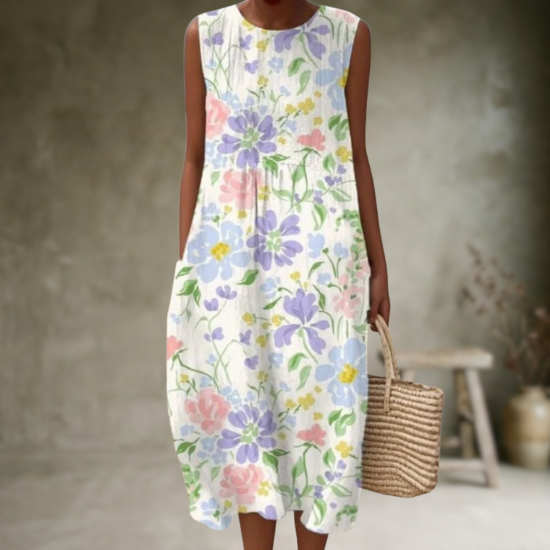 Natia – Rochie Midi Din Bumbac Fără Mâneci