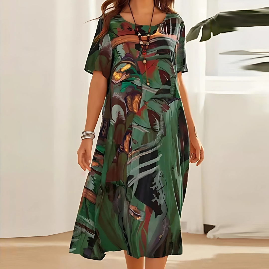 Filomena - Rochie Confortabilă cu Imprimeu Floral