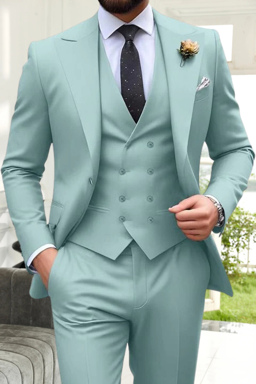 Gremist - Costume Din 3 Piese Cu Rever Ascuțit și Croială Slim Fit