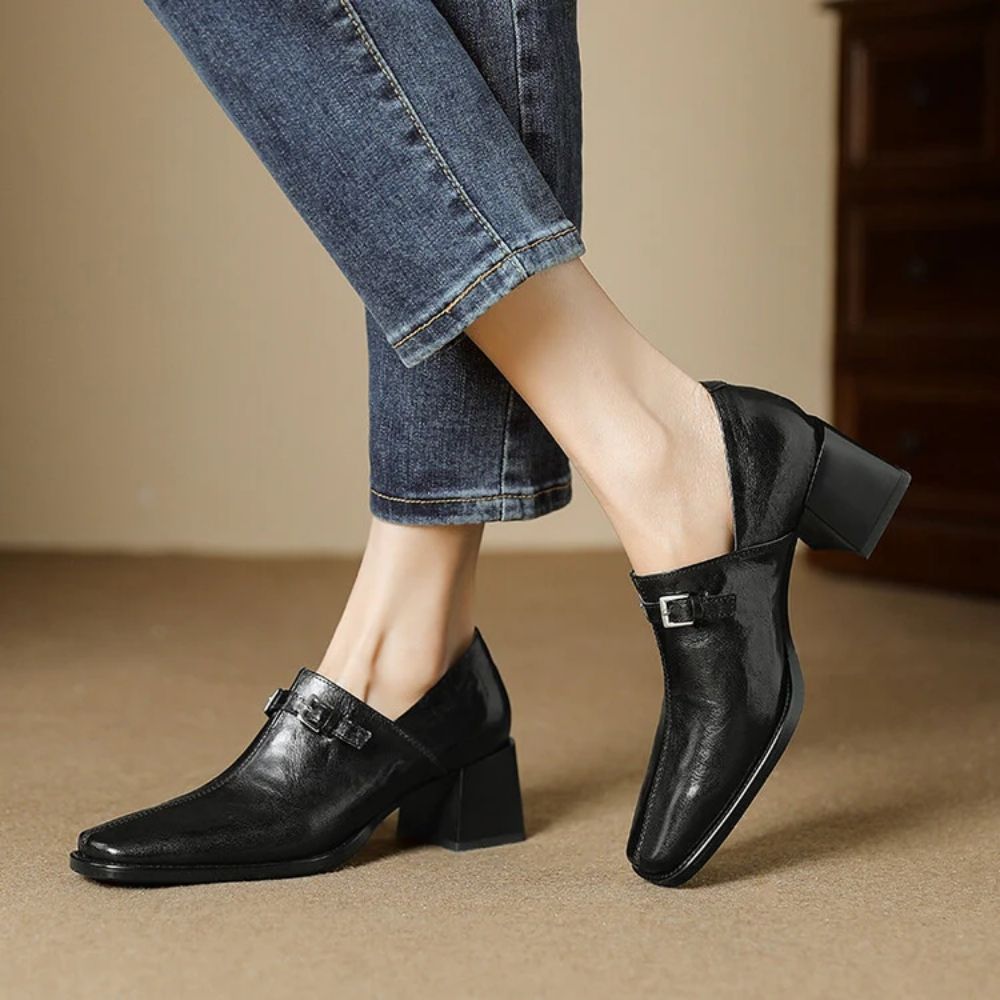 Misha - Mocasini Eleganți Din Piele Cu Toc