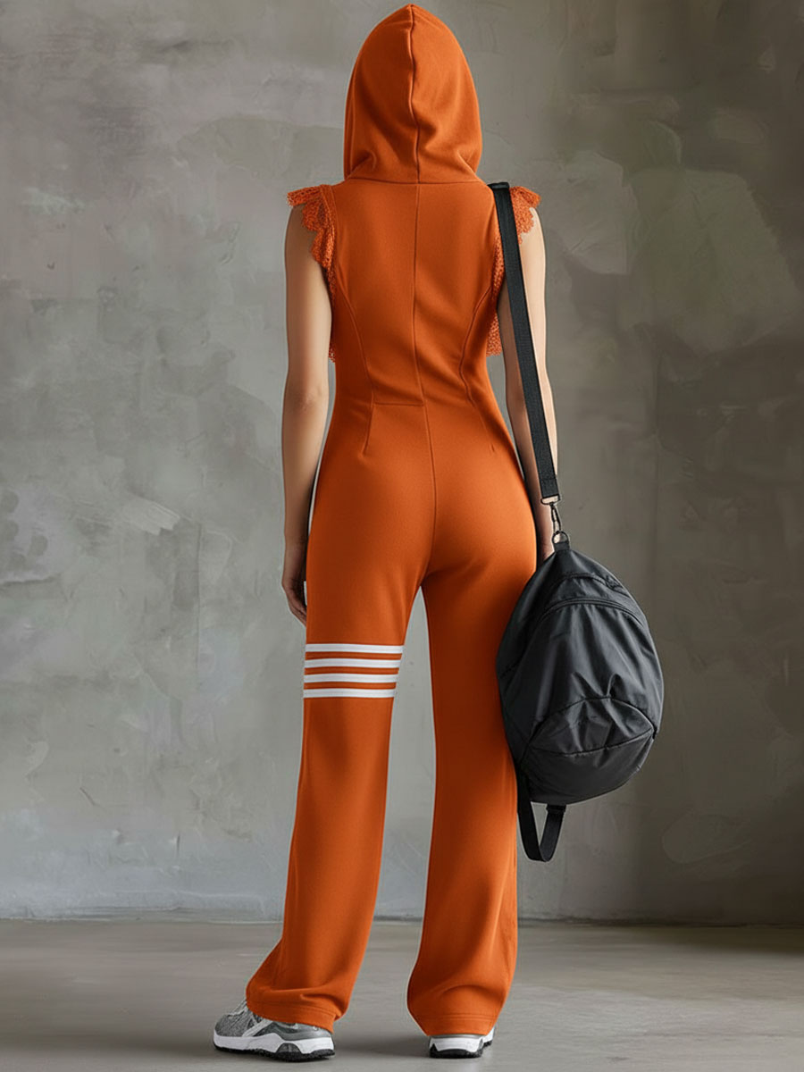 Emese - Set Sportiv Retro Dintr-o Singură Piesă, Cu Dungi