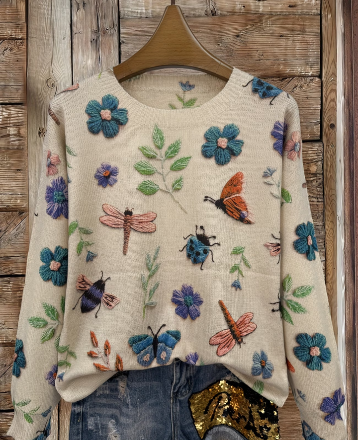 Lesa - Pulover Cu Imprimeu Floral Și Cu Insecte