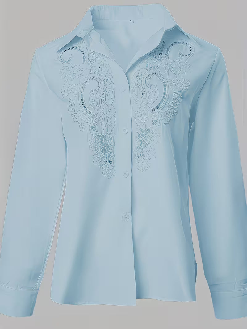 Jorunn - Bluză Cu Mânecă Lungă, Decupată și Brodată