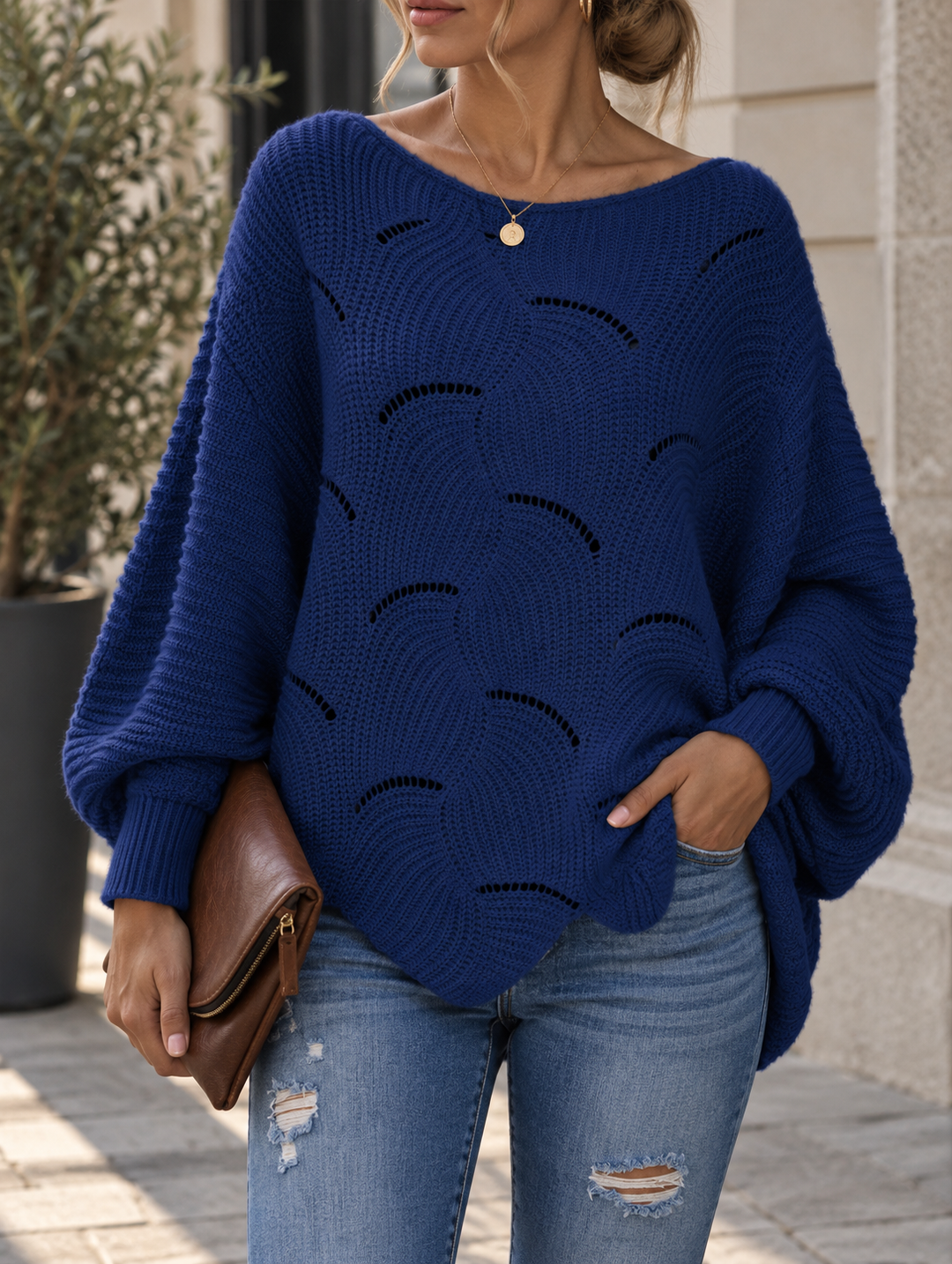 Zeyna - Pulover Din Tricot cu Mâneci Lungi