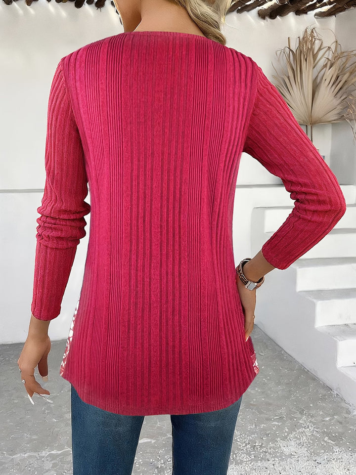 Lizeth - Tricou Cu Mâneci Lungi Și Guler Rotund