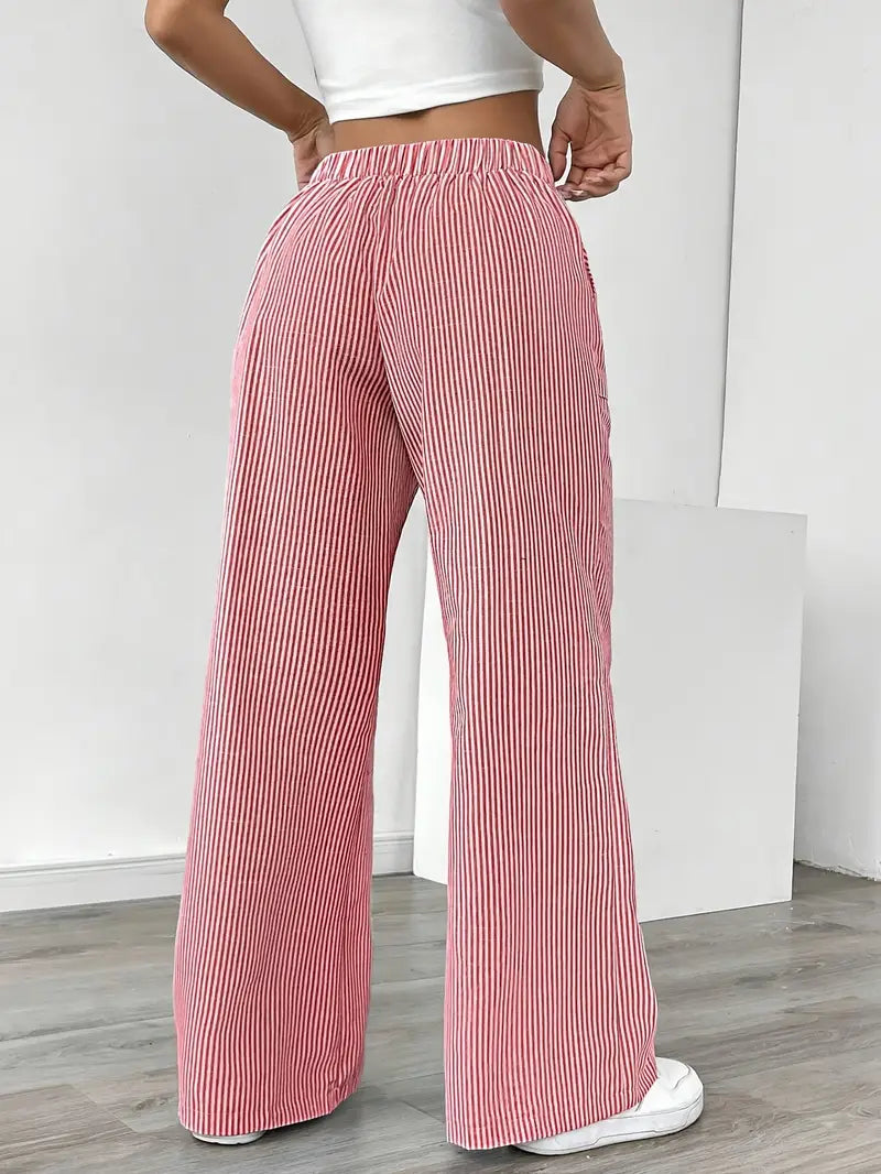 Alina - Pantaloni Eleganți cu Dungi și Buzunare