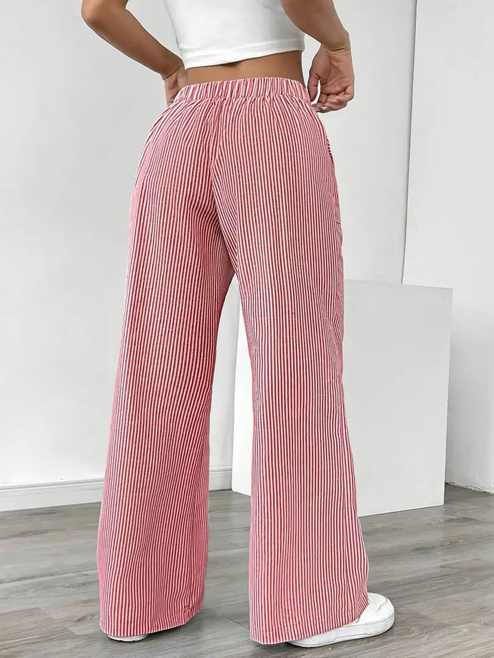 Alina - Pantaloni Eleganți cu Dungi și Buzunare