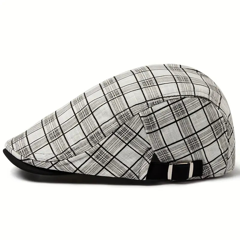 Zared - Beretă Vintage Ajustabilă cu Model în Carouri