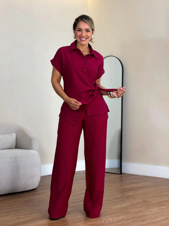 Lorie - Set Elegant Din Două Piese Cu Legătură în Față