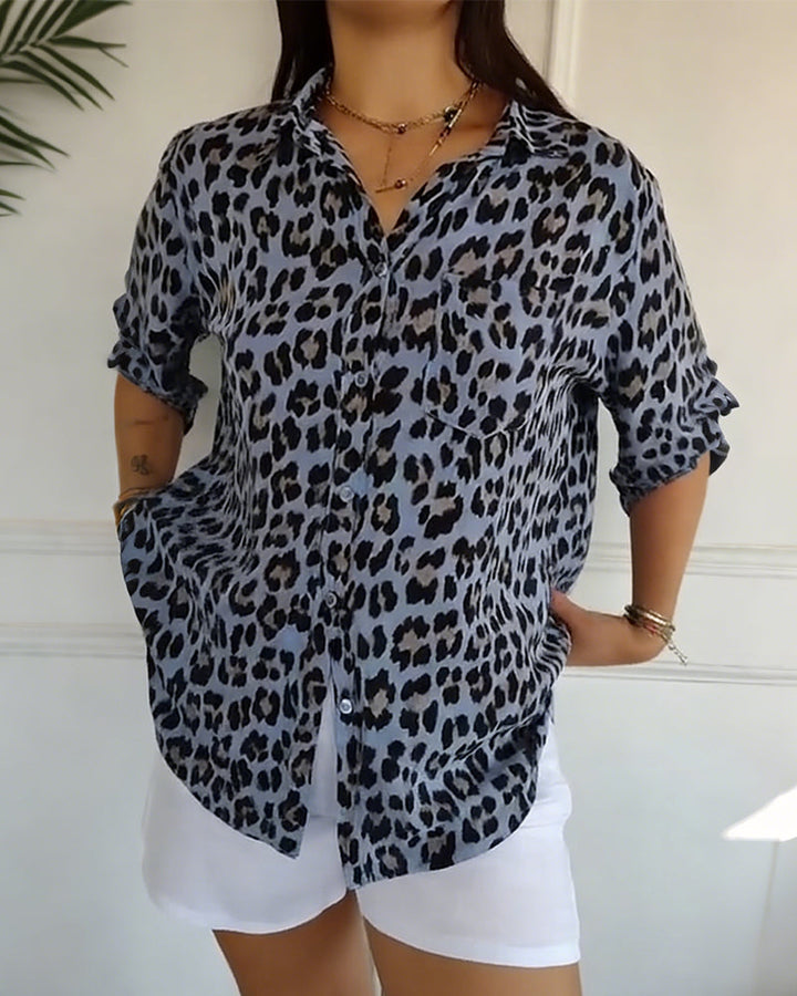 Shifra - Bluză La Modă Cu Imprimeu Leopard