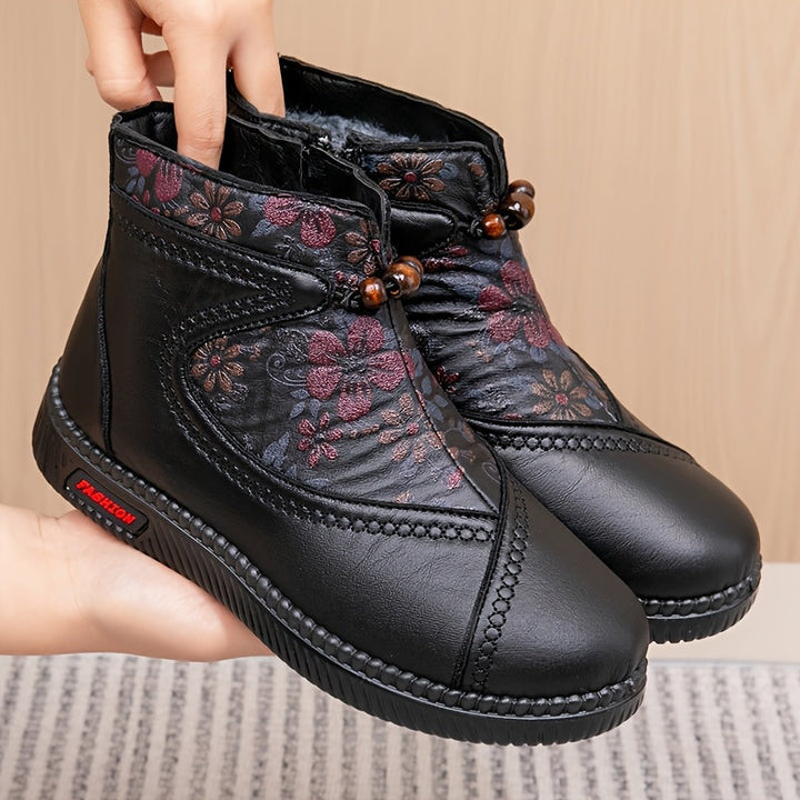 Robbie - Ghete Din Piele Cu Imprimeu Floral Vintage