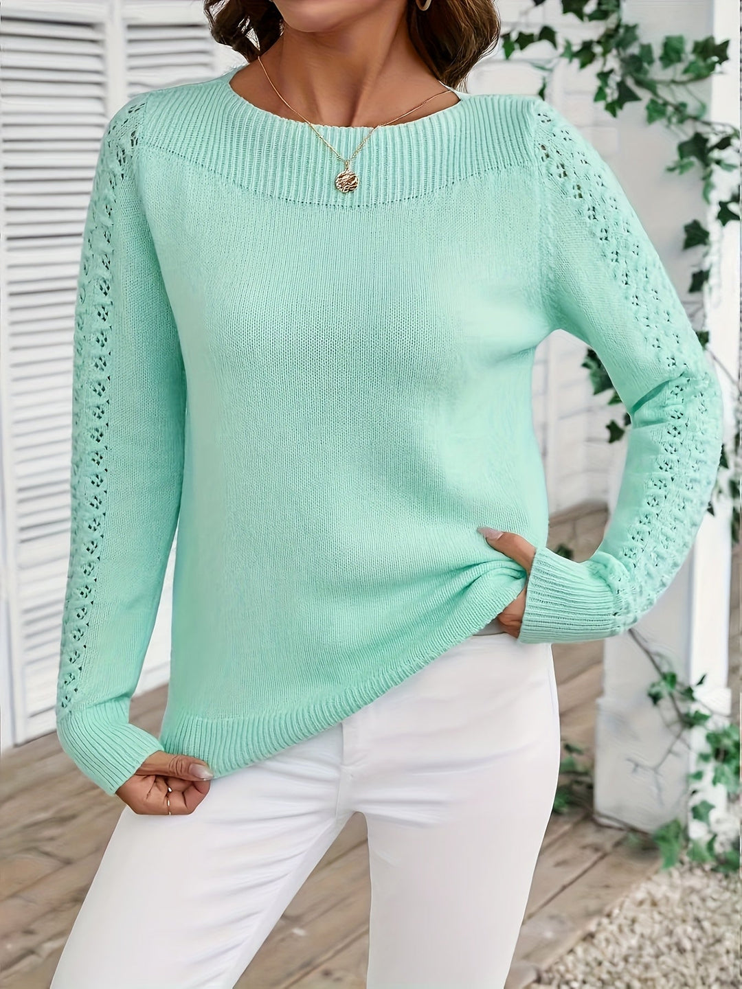 Pauliina - Pulover Casual Cu Mâneci Lungi Și Decupaje