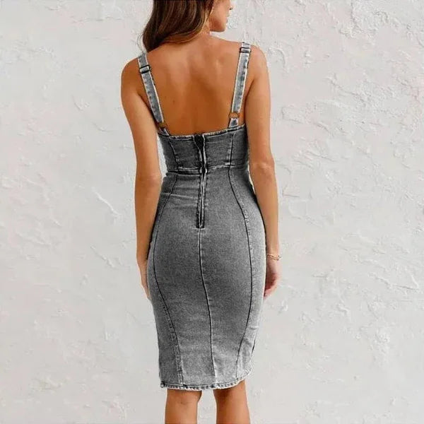 Anetee - Fustă Dn Denim Elastic Cu Talie Ajustabilă