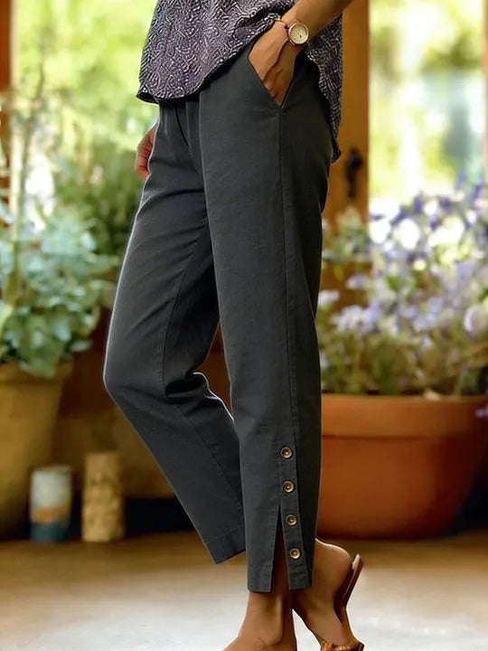Kileza – Pantaloni Casual, Cu Croială Largă și Nasturi