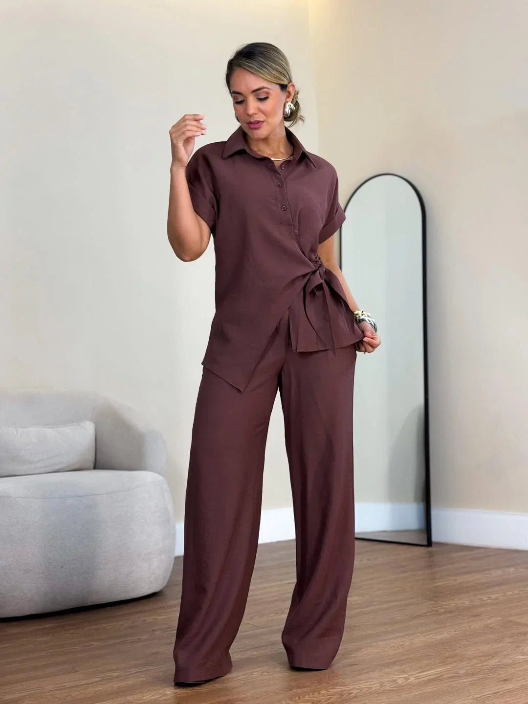 Lorie - Set Elegant Din Două Piese Cu Legătură în Față