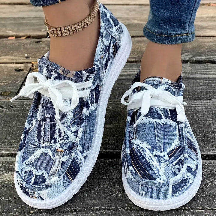 Ulanda - Adidași Antiderapanti Cu Imprimeu Denim