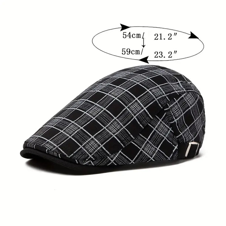Zared - Beretă Vintage Ajustabilă cu Model în Carouri