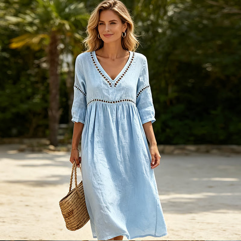 Mikela - Rochie MIDI Cu Decupaj În V Și Tiv Decupat