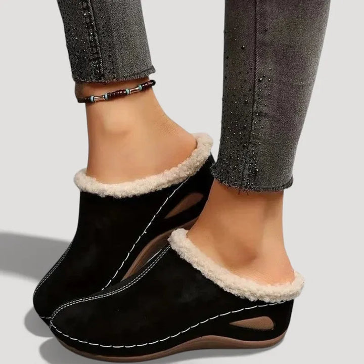 Achly - Papuci cu Platformă Din Denim cu Blană