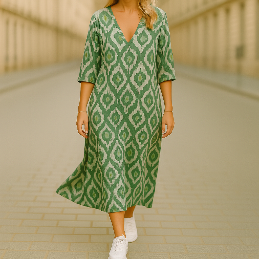 Ghislaine - Rochie Lungă Cu Imprimeu Boem