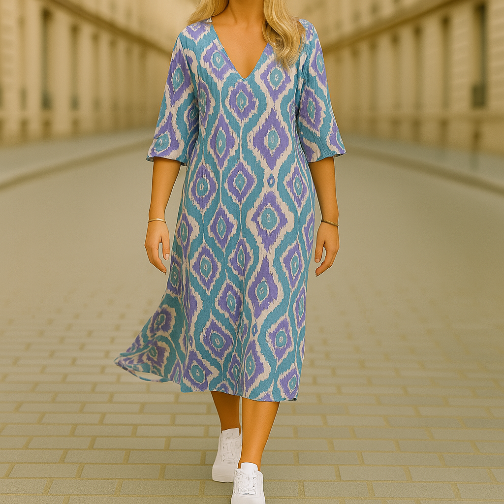 Ghislaine - Rochie Lungă Cu Imprimeu Boem