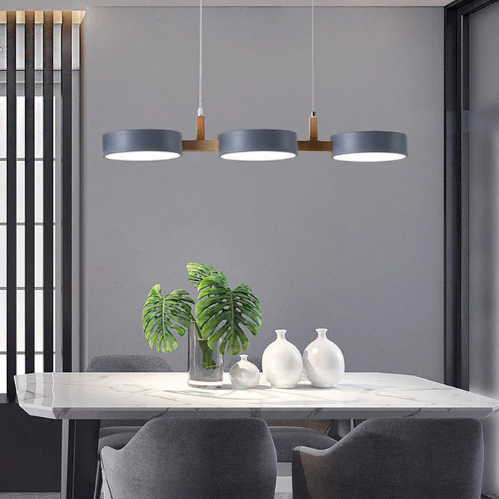 Lumévo - Lampă Suspendată Cilindrică Proiectare Scandinav Din Metal și Lemn