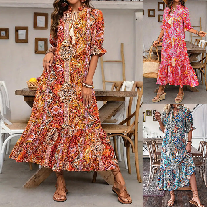 Aniy - Rochie de Vară cu Imprimeu Floral și Decolteu în V