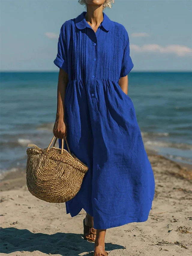 Janny – Rochie-Cămașă Elegantă Din Bmbac cu Croi Lejer