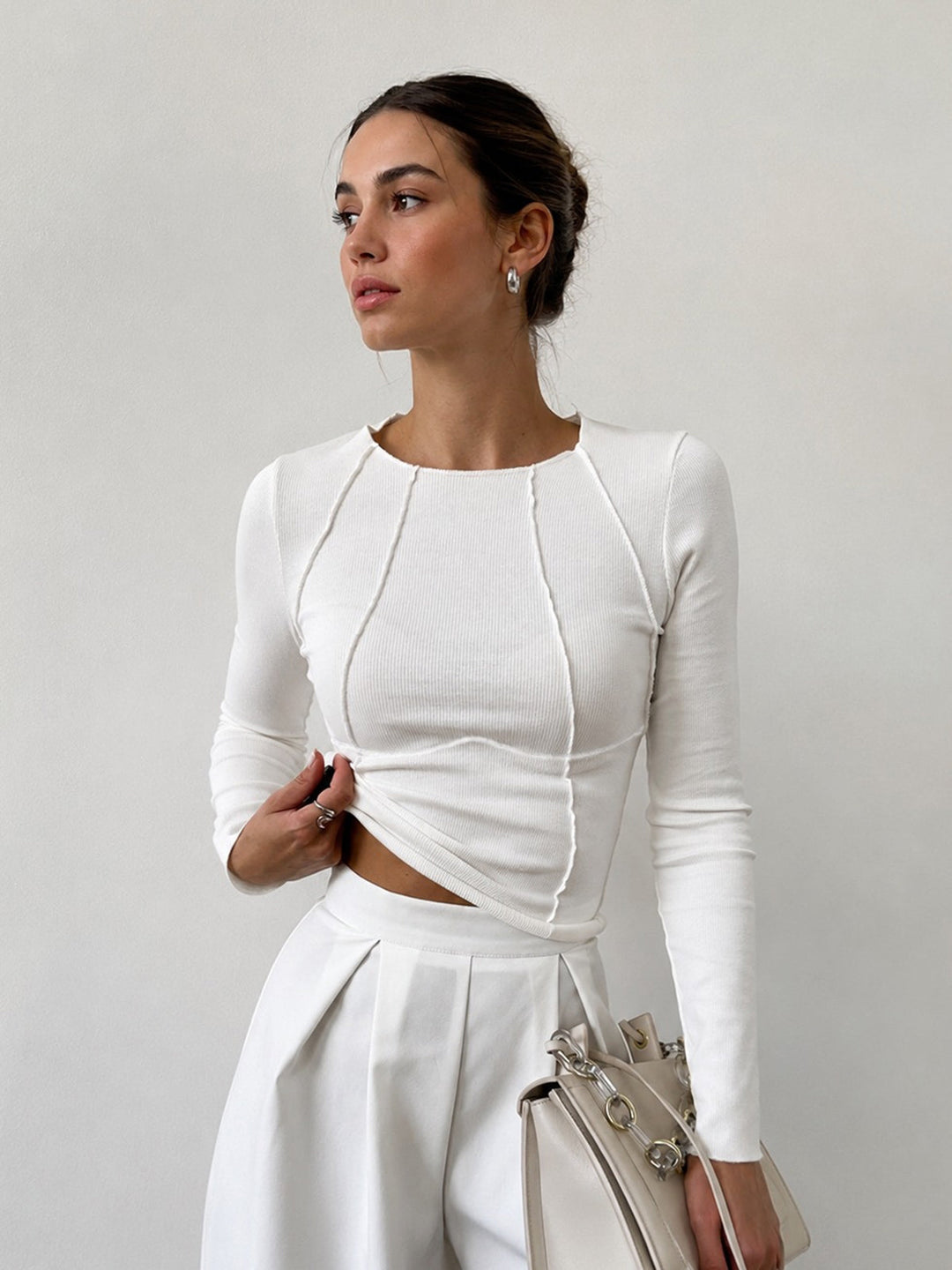 Tawia - Bluză Cu Mâneci Lungi, Croială Slim Fit, Cu Nervuri