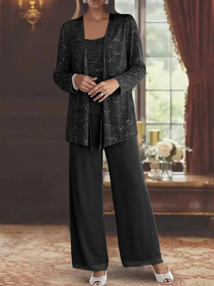 Gimena – Set Pantalon Și Cardigan Cu Sclipici