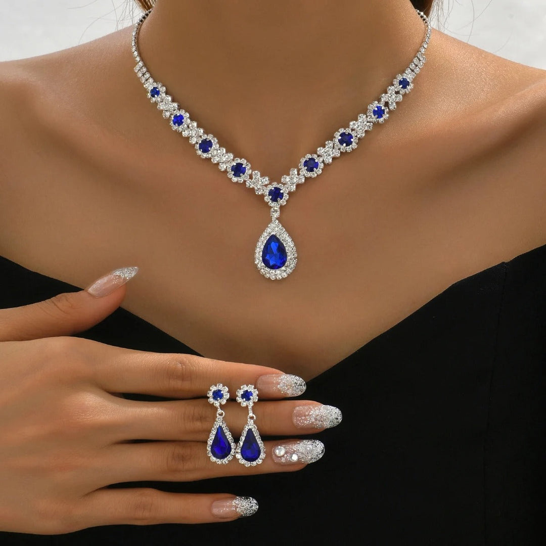 Kaylee - Colier cu Picături de Cristal și set de Cercei