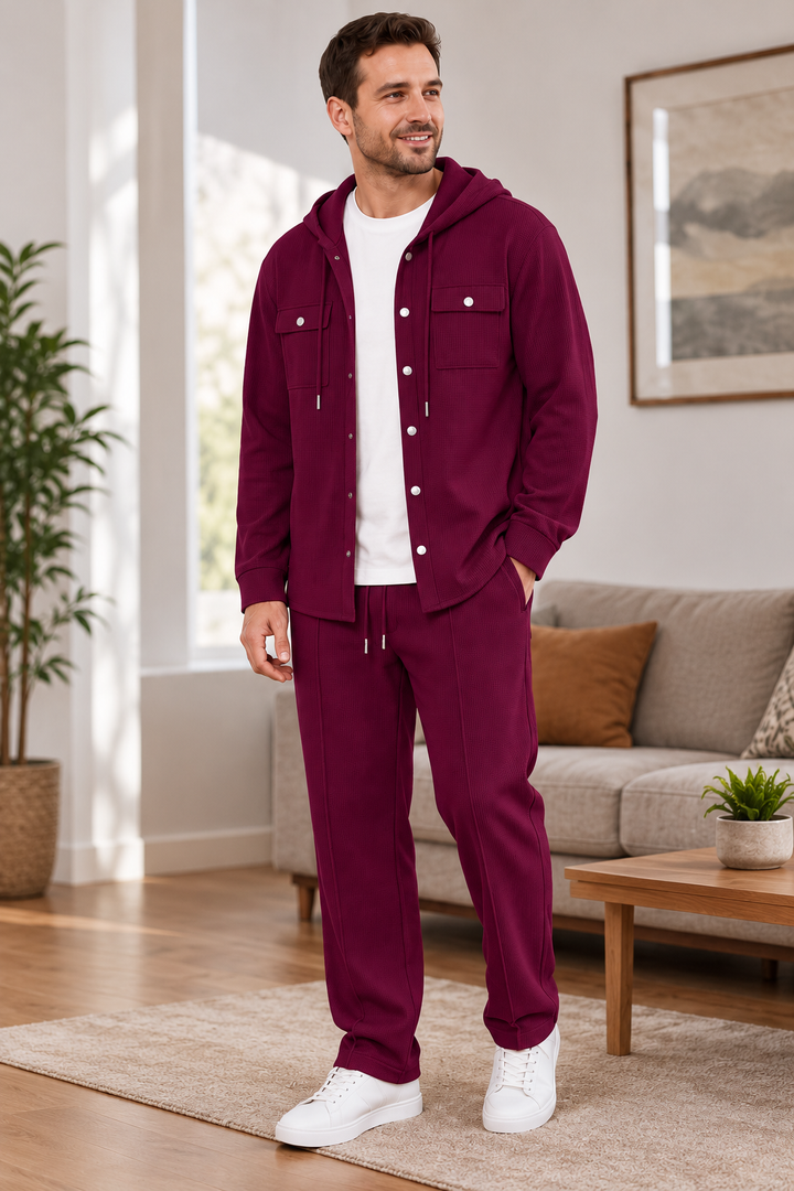 Waylon – Set Compus Din Jachetă Cu Glugă Și Pantaloni Cu Imprimeu Tip Waffle