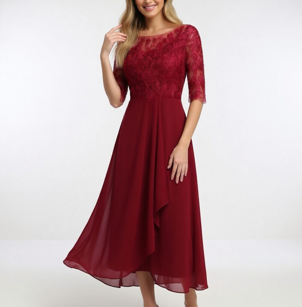 Zerda – Rochie Midi Elegantă Din Dantelă