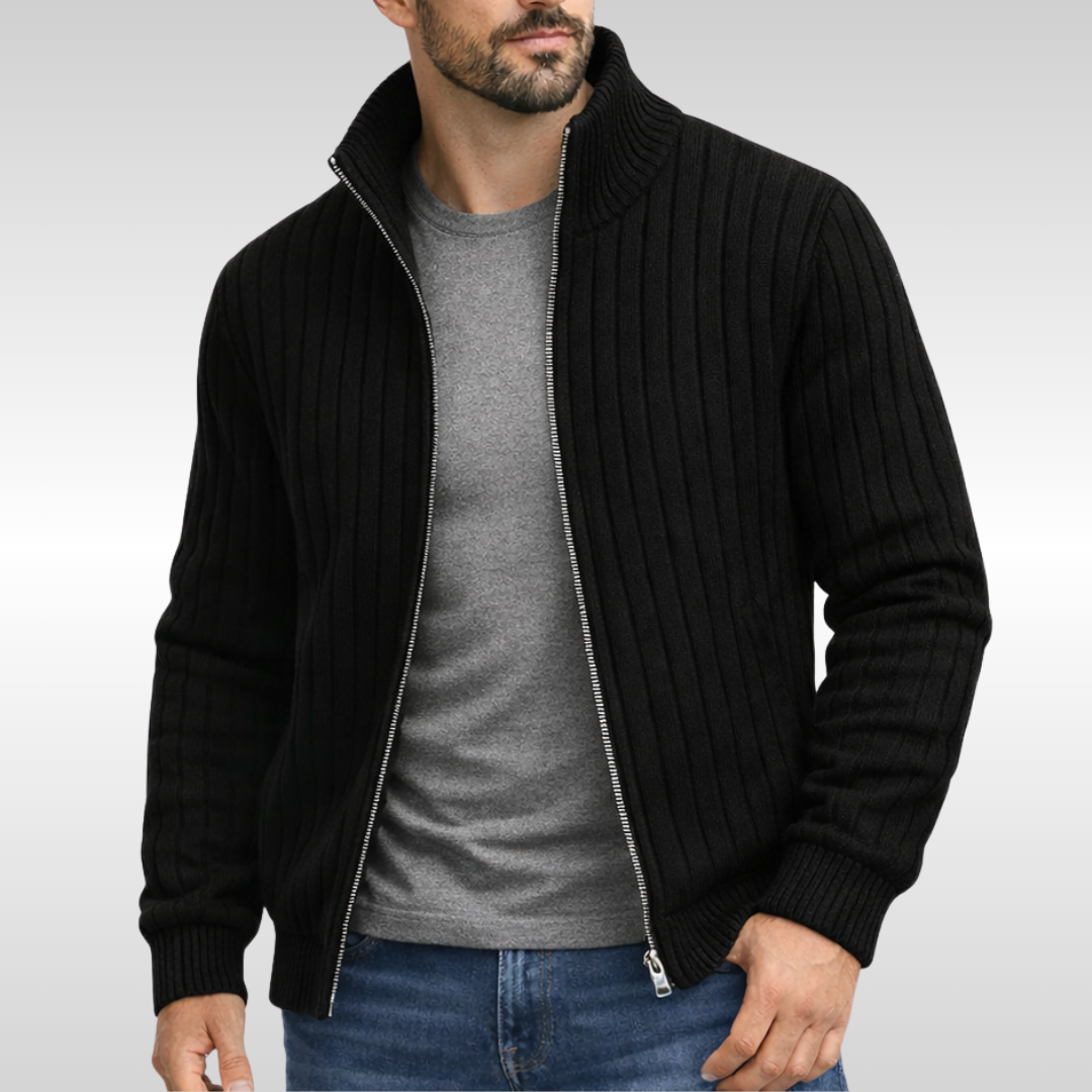Roald - Cardigan Clasic Tricotat Cu Fermoar