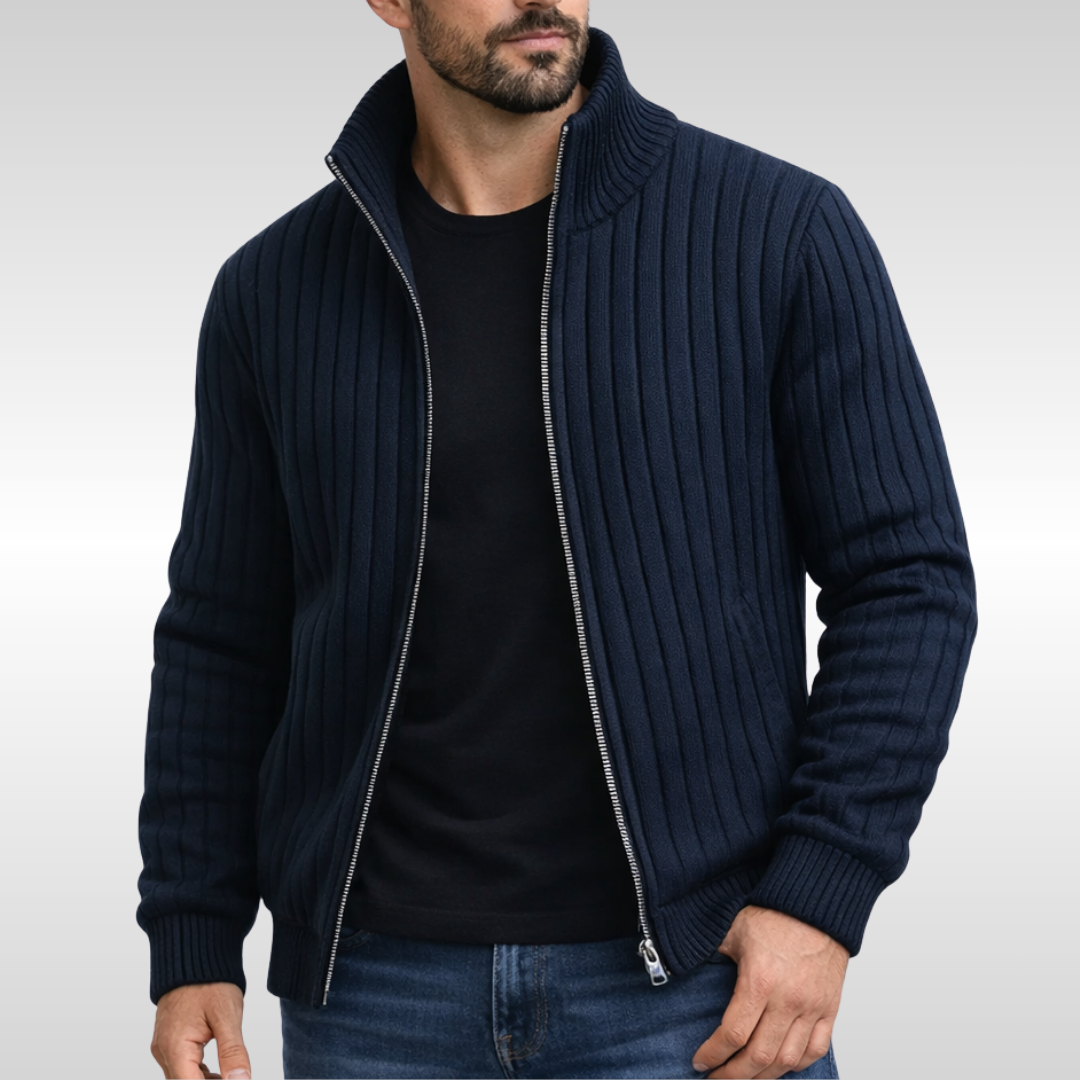 Roald - Cardigan Clasic Tricotat Cu Fermoar