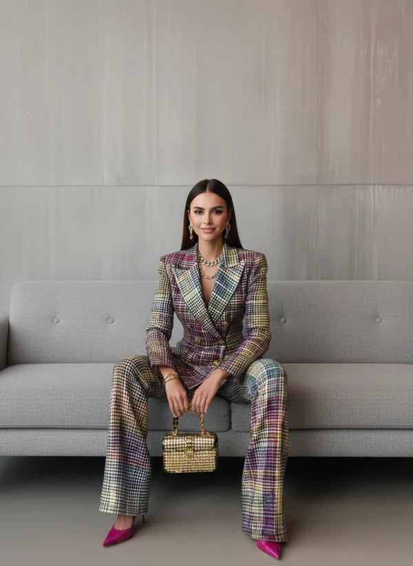 Lieneke - Set Din Două Piese Cu Model în Carouri