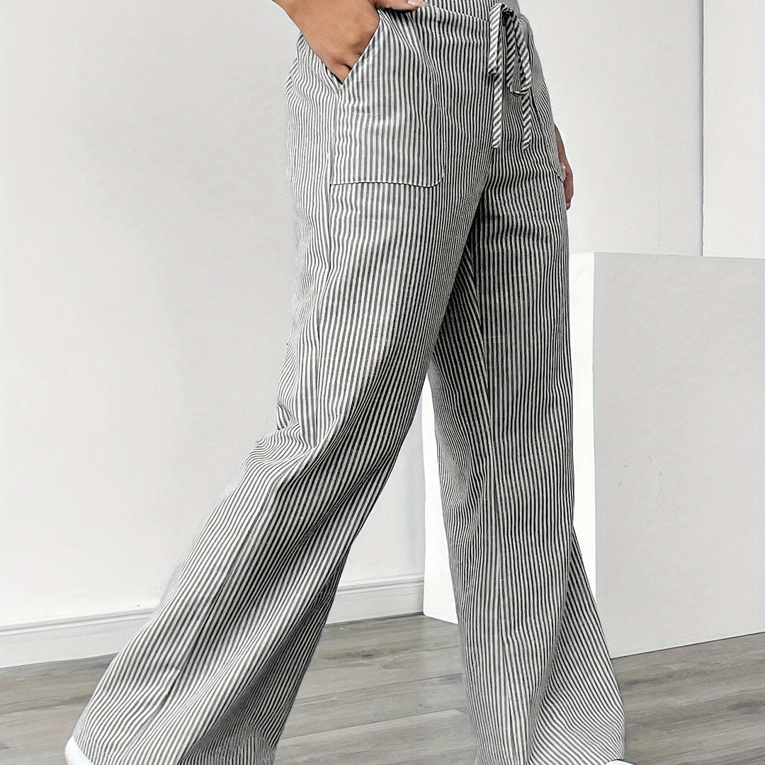 Sunnyi - Pantaloni Largi Cu Dungi Casual